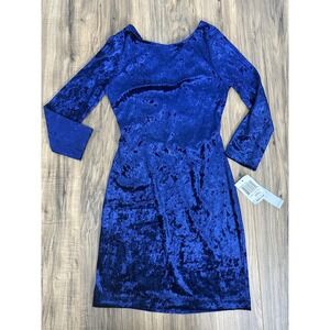 Teeze Me Women's Bodycon Dress Long Sleeve Extra‎ Small Velvet Blue